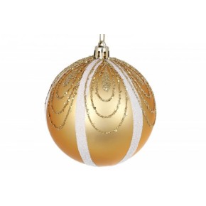 Ялинкова куля 8см з візерунком із гліттера, колір - матове золото 898-284