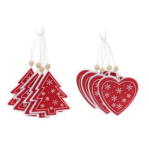 Набор (4шт) новогодних украшений 9см, 2 дизайна - Сердце и Елка 781-309