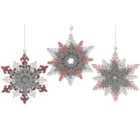 Новорічна підвіска Сніжинка 3D, 12.5см, 3 дизайни785-244
