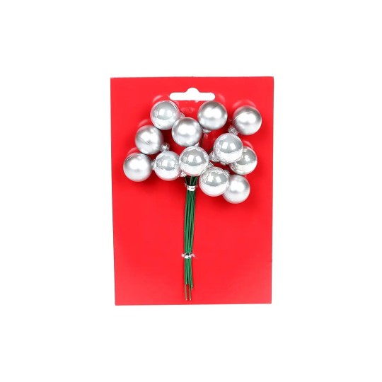 Букетик ягод для декора 12 шт, 2см, цвет – серебро 898-234