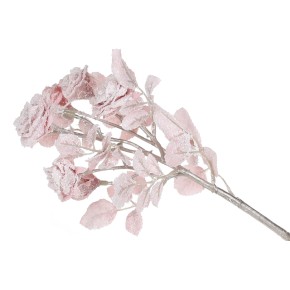 Декоративна гілка з міні-квітами троянди в інею, 40см, колір - рожевий 709-417