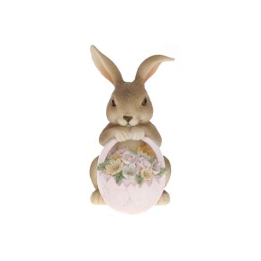 Декоративна статуетка Кролик з кошиком квітів, 12см K07-122