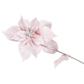 Декоративна квітка Пуансетія в інею, колір - рожевий, 65см 709-380