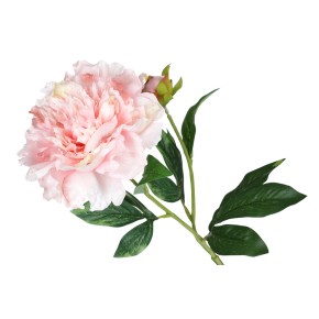 Декоративна квітка Півонія з бутоном, 57см, колір - персиковий крем 709-422