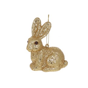 Ялинкова прикраса Кролик 10см, колір - золотий гліттер 113-873