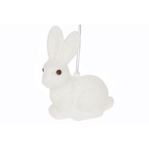 Ялинкова прикраса Кролик 10см, колір - білий гліттер 113-875