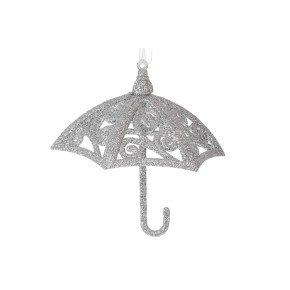 Ялинкова прикраса Ажурна парасолька 11см, колір - срібло 788-897