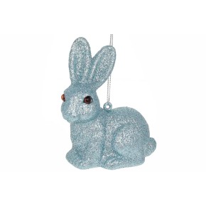 Ялинкова прикраса Кролик з велюровим покриттям 10см, колір - ніжно-блакитний 113-909