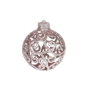 Елочное украшение Ажурный шар 8см, цвет - розовый 788-838