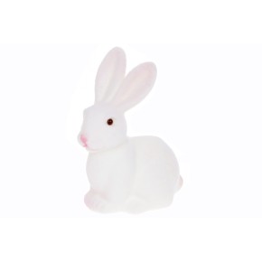 Фігурка декоративна Кролик з велюровим покриттям 15см, колір - білий 113-882