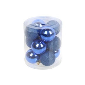 Набір ялинкових куль 4см, колір - королівський синій, 12шт: глянець, гліттер - по 6шт (147-823)