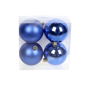 Набор елочных шаров 8см, цвет – королевский синий, 4шт: 2шт – матовый, 2шт – глянец (147-828)