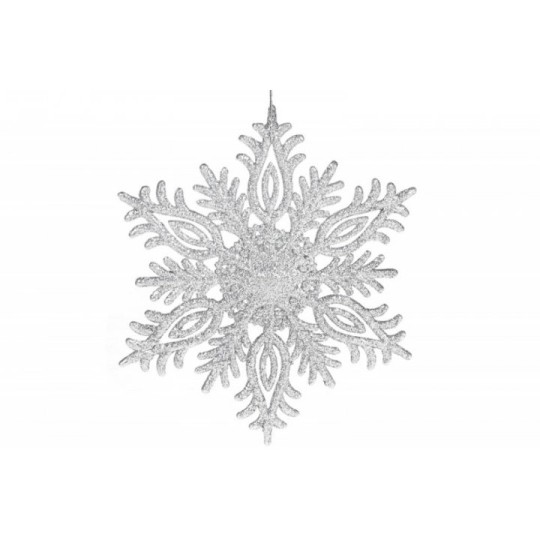 Ялинкова прикраса Сніжинка, 18см, колір - срібло (788-137)