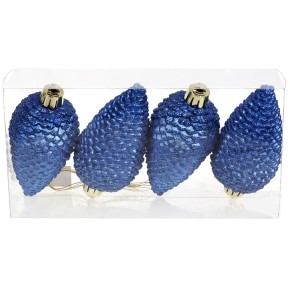 Набір шишок, 8см, колір - королівський синій, матовий з гліттером, 4шт (147-908)