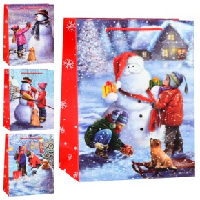 Пакет новогодний бумажный M "Snow" 26*32*10см YM01057-M (480шт)