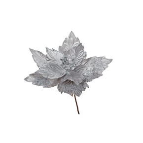 Декоративна квітка Різдво 30см, колір - сріблясто-сірий (839-588)
