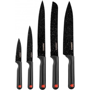 Набір ножів Ardesto Black Mars 5 пр., чорний, нержавіюча сталь, пластик (AR2105BR)