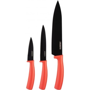 Набір ножів Ardesto Black Mars 3 пр., червоний, нержавіюча сталь, пластик (AR2103BR)