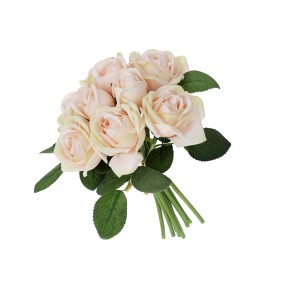 Декоративный букет роз, 25см, цвет – бело-розовый (DY7-391)