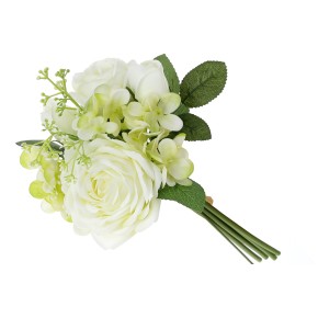 Декоративний букет з троянд та гортензії, 26см, колір - білий (DY7-392)