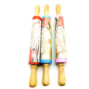 Скалка силиконовая с деревянными ручками (SD168)