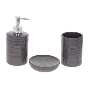 Набір для ванної (3 предмети): дозатор 390мл, склянка для зубних щіток 390мл, мильниця, колір - графіт (304-973)