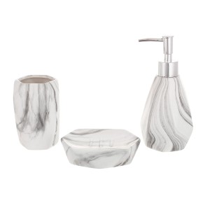 Набір для ванної кімнати BonaDi (3 предмети) сіро-білий мармур (851-315)