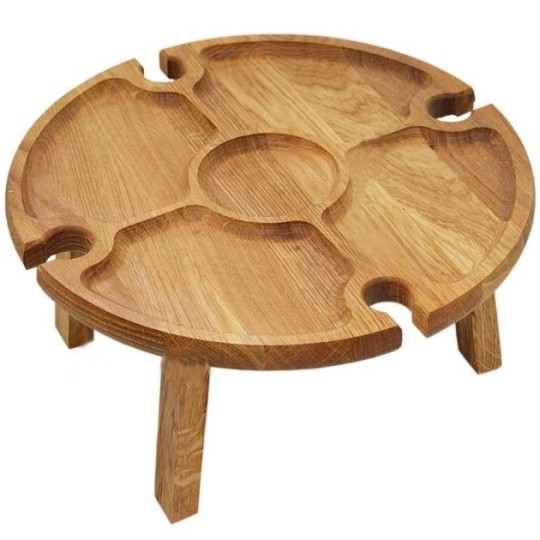 Винный столик круглый (менажница) деревянный