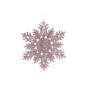 Ялинкова прикраса BonaDi Сніжинка 12 см світло-рожевий (788-445)