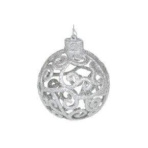 Ялинкова прикраса BonaDi Ажурна куля 8 см срібло (788-834)