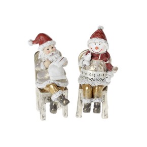 Декоративна новорічна фігурка BonaDi Санта та Сніговик на стільці 16,5см 2 дизайни (218-593)
