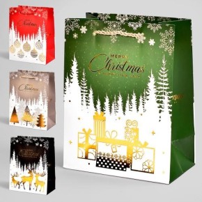 Пакет новогодний бумажный S "Merry Christmas" 18х23х10 см R91395-S