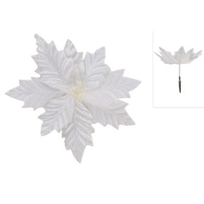 Декоративна квітка BonaDi Пуансеттія на кліпсі 18см білий 807-341