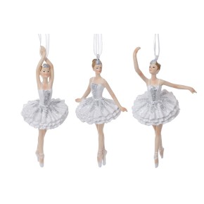 Декоративна фігурка на підвісі BonaDi Балерина 13см 3 дизайни білий з гліттером та сріблом K07-220