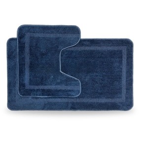 Набір килимків для ванних кімнат тафтинговий Dariana STANDARD 57х100 + 57х50 см з вирізом темно-синій