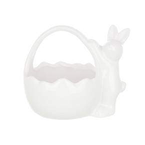 Конфетница BonaDi Кролик с корзиной 15,7 см белая глянцевая 739-701