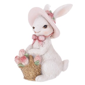 Декоративна статуетка BonaDi Кролик у капелюсі з тюльпанами 7.5х5х10 см K07-484