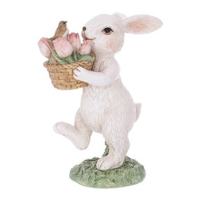 Декоративна статуетка BonaDi Кролик із кошиком тюльпанів 9х5.5х12 см K07-482