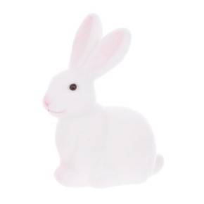 Фигурка декоративная BonaDi Кролик с флоковым напылением 10х15 см белый 113-127