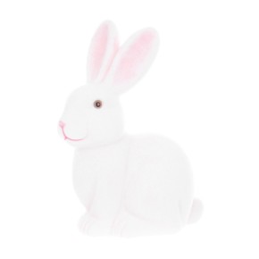 Фігурка декоративна Кролик BonaDi з флоковим напиленням 13х23 см білий 113-134