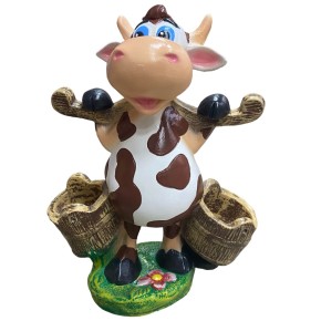 Декоративная фигура Корова с коромыслом рисованная