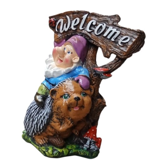 Декоративна фігура Гном на їжаку Welcome (45541)