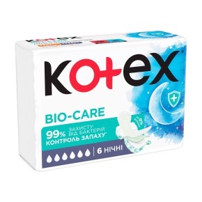 Гігієнічні прокладки Kotex Bio Care Night 6 шт