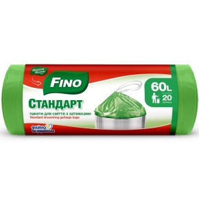 Пакеты для мусора Fino с затяжками 60 л 20 штук