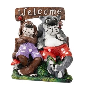 Декоративна фігура Вовк та пес на лавці Welcome 50х42 см