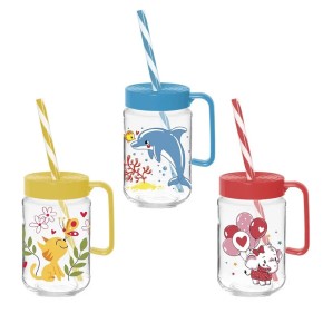 Чашка Herevin Decorated Mug Mix DCE з трубочкою 370 мл