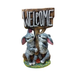 Декоративна фігура Зайці з табличкою Welcome