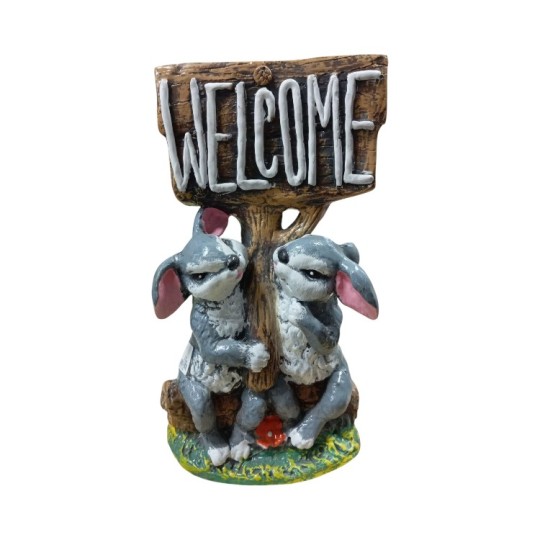 Декоративна фігура Зайці з табличкою Welcome