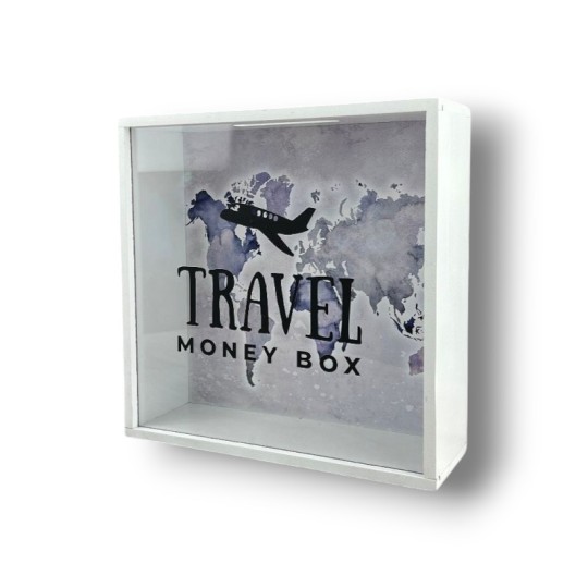Копилка Miss Decor для денег Travel 25х25х8.5 см белая (X-120)