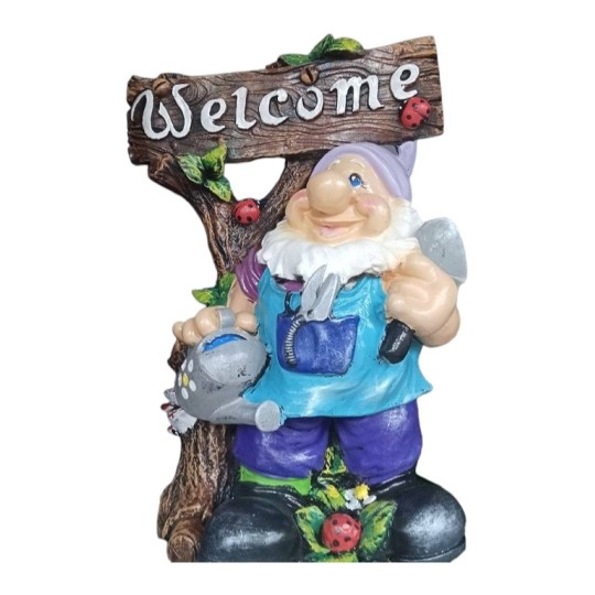 Декоративна фігура Гном садівник з лійкою і лопаткою Welcome